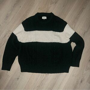 American Eagle Cozy Cabin Chest Stripe Sweater XL Chunky Knit Crewneck